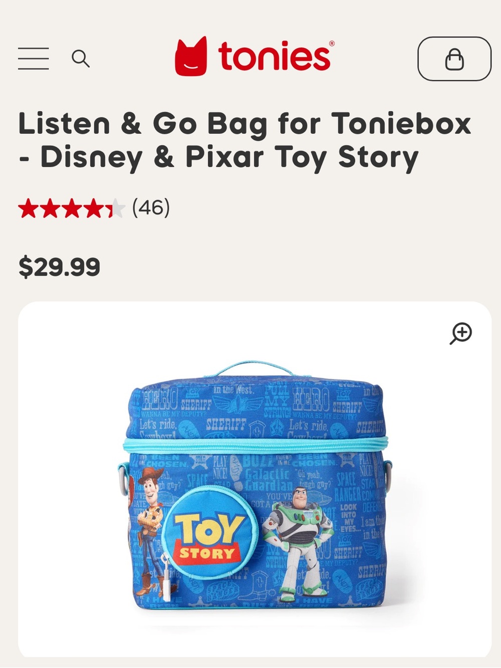 Toy Story Listen & Go Bag for Toniebox